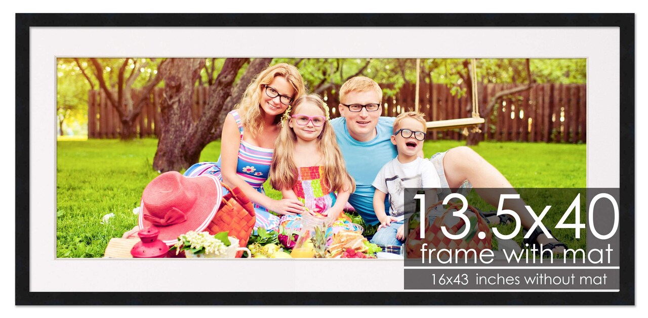 Modern Black Frame with White Photo Mat, UV Acrylic Front, Foam Board Backing, 60 Sizes Available
